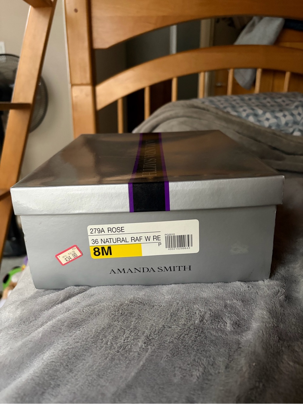 Amanda Smith Silver Shoe Box with Purple Stripe
